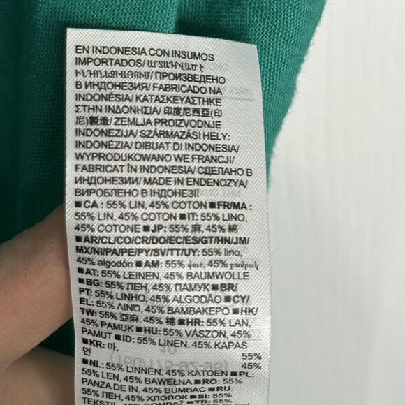 Gap Womens Size 6 Turquoise Linen Cotton Wrap Midi Dress Short Sleeve New - Picture 9 of 10